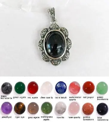 Handmade Natural Stone Gemstone Pendant with Copper & Silver, Stone Size 10*12mm, No. 118 ABC Rugs Kilims